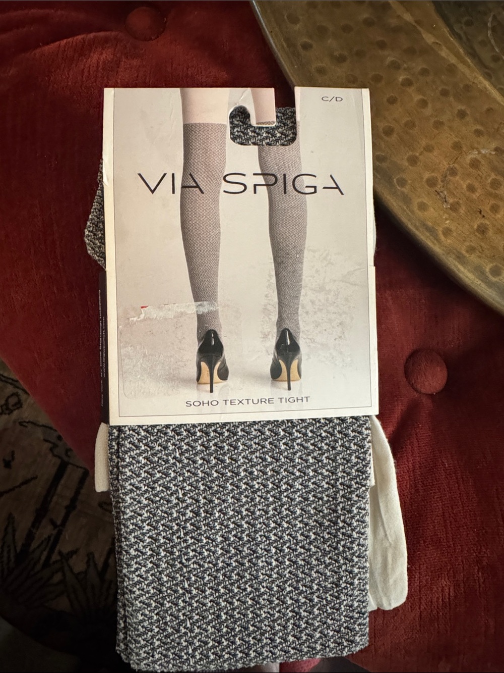Via Spiga Gray and White Soho Texture Tights